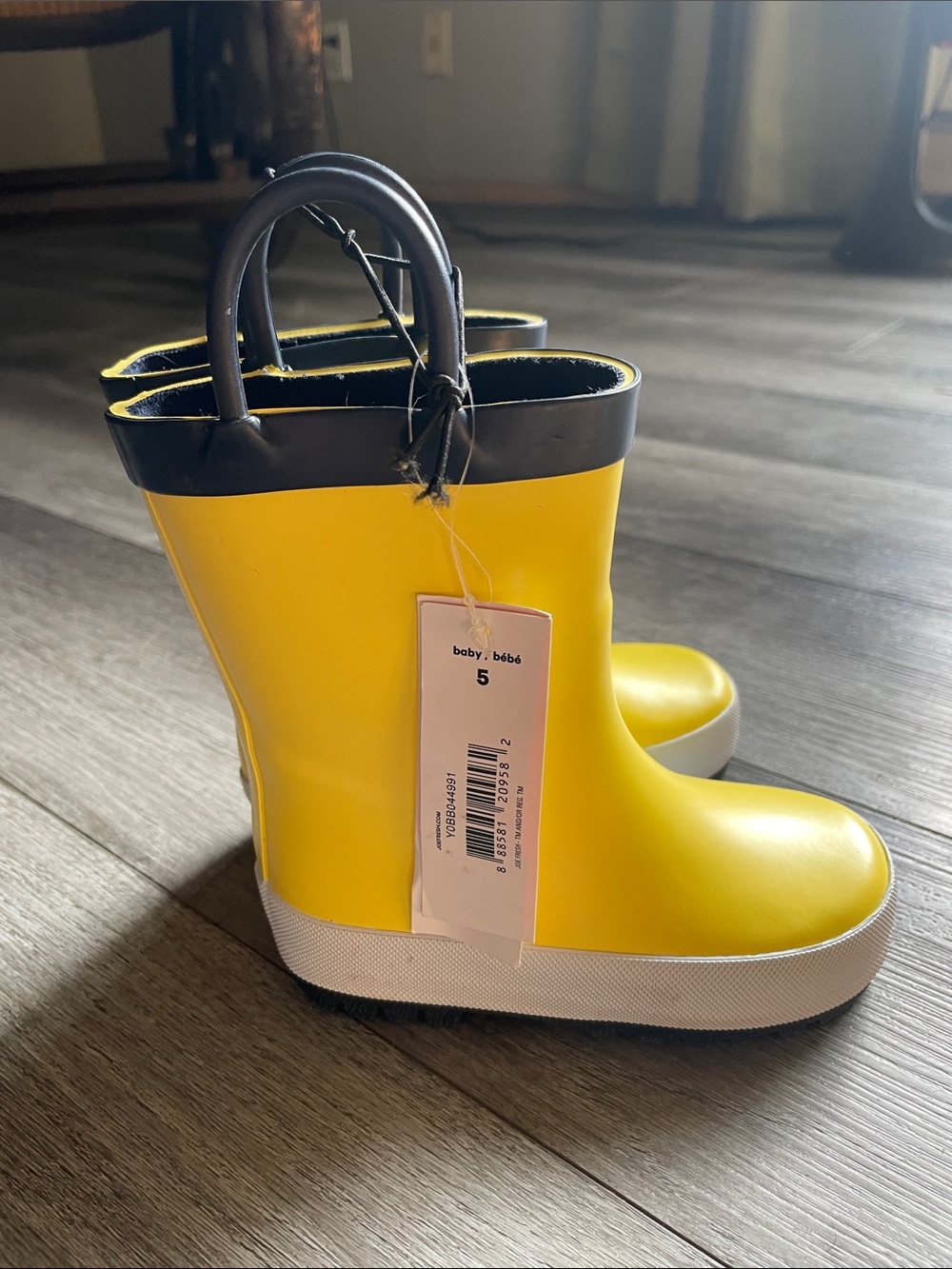 Joe Fresh Yellow Kids Rain Boots with Black Trim
